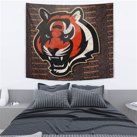 Cincinnati Bengals American Football Team Tapestry Bengal Head Grr Text