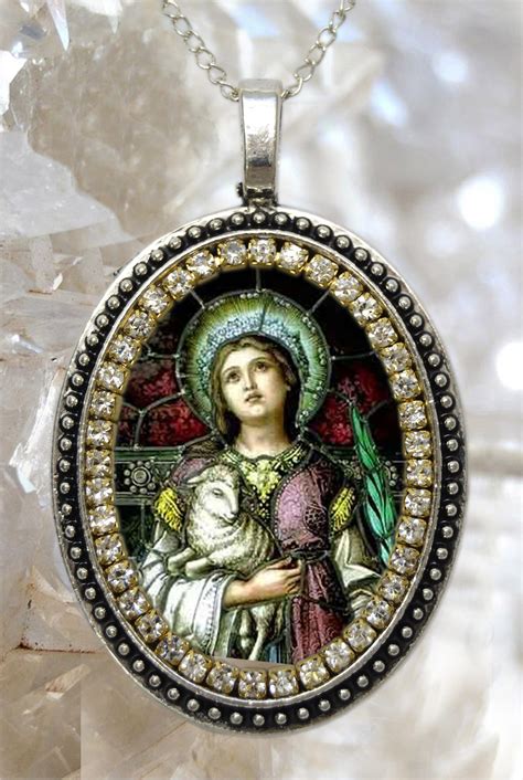 Saint Agnes Handmade Necklace Catholic Christian Religious Jewelry