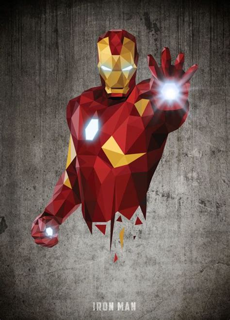 Low Poly Portrait Ironman Iron Man Avengers The Avengers Marvel Iron