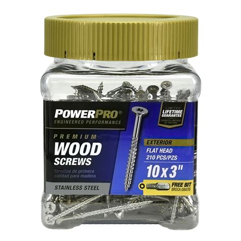 Power Pro 10 X 3 In Stainless Steel Flat Exterior Wood Screws 210