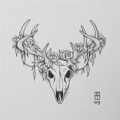 Deer Tattoo Minimalist Deer Skull Tattoos Antler Tattoos Skull