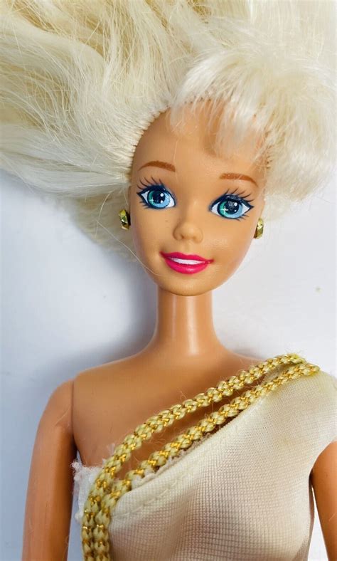 vintage barbie 1966 body 1976 head mattel blonde hair blue eyes earrings no ring ebay
