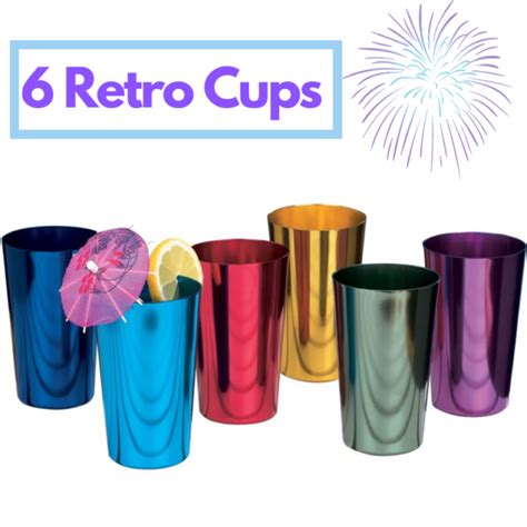 6 Pcs Anodized Aluminum Tumblers Drinking Glasses Vintage Retro Metal Cup 12 Oz Ebay