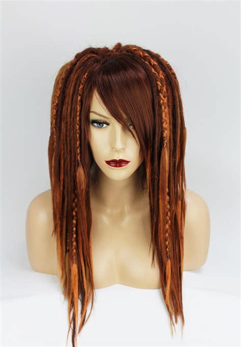 Auburn And Ginger Mix Full Dread Wig With Criss Crossed One Etsy