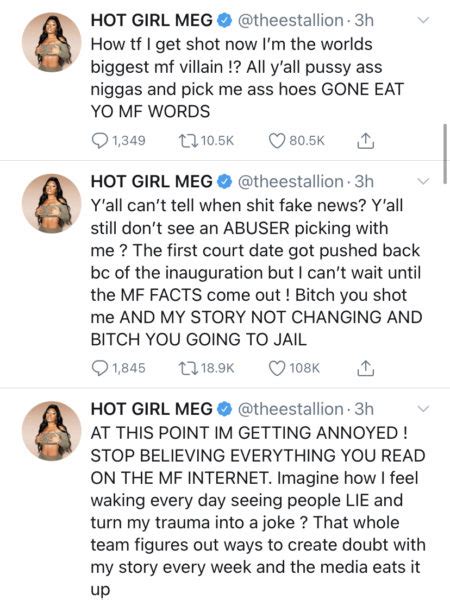 Megan Thee Stallion Says B Tch You Shot Me You Re Going To Jail As