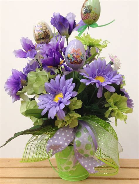 Easter Arrangement In Purple And Green Easter Floral Centerpieces