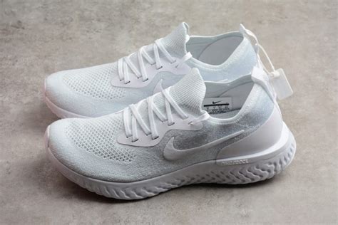 Mens And Wmns Nike Epic React Flyknit Triple White Mens Running Shoes
