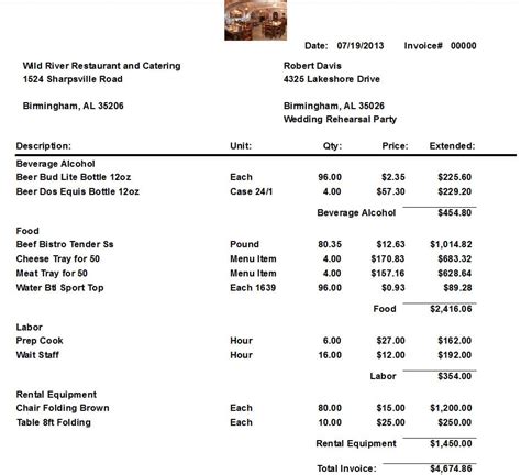 Catering Service Invoice —