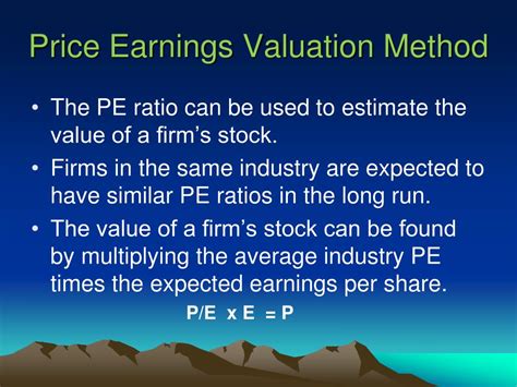 Ppt The Priceearnings Ratio Pe Ratio Powerpoint Presentation Free