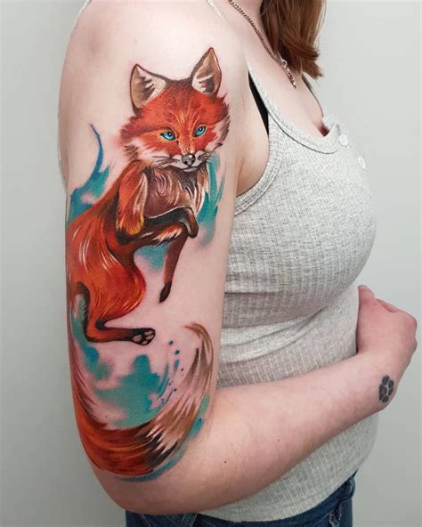 Watercolor Fox Tattoo © Tattoo Artist Vanesa Surtkova 💓📌💓📌💓📌💓