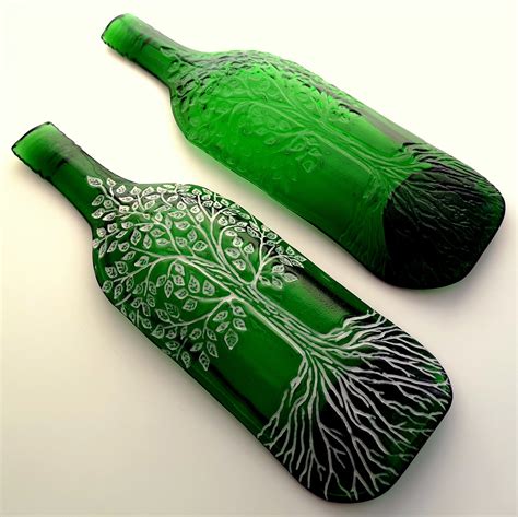 Handmade Fused Glass Recycled Wine Bottle Tree Of Life Dish Etsy Uk