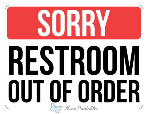 Printable Sorry Restroom Out Of Order Sign
