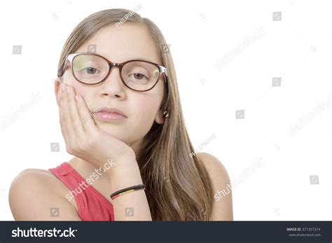 Beautiful Little Girl Glasses Isolated On Stock Photo 371357314