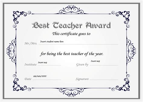 Best Teacher Award Free Printable Printable Templates