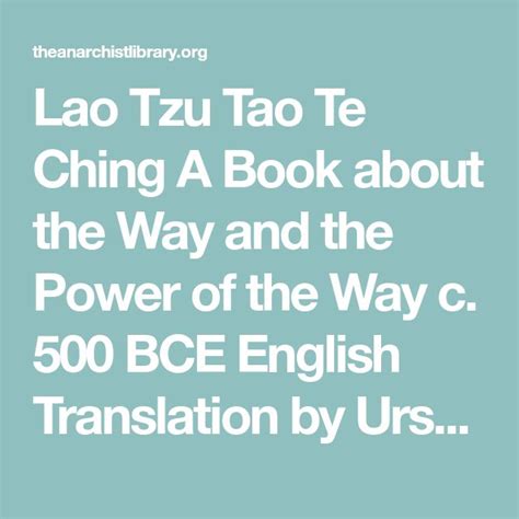 Lao Tzu Tao Te Ching A Book About The Way And The Power Of The Way C