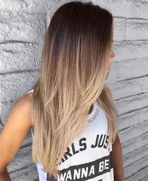 this cut and cascading ombré goals Long Layered Brown To Blonde