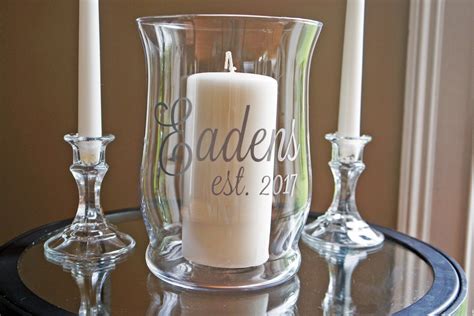 Unity Candle Holder Set Name And Est Vinyl Wedding Monogram Etsy
