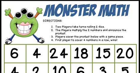 Monster Math Multiplication Freebiepdf Monster Math Math