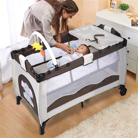 Portable Baby Crib Playpen Playard Pack Travel Infant Bassinet Bed 4