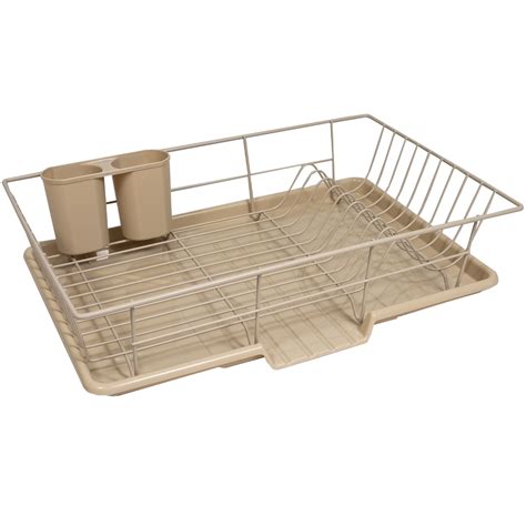 Sweet Home Collection 3 Piece Kitchen Sink Dish Drainer Set Taupe