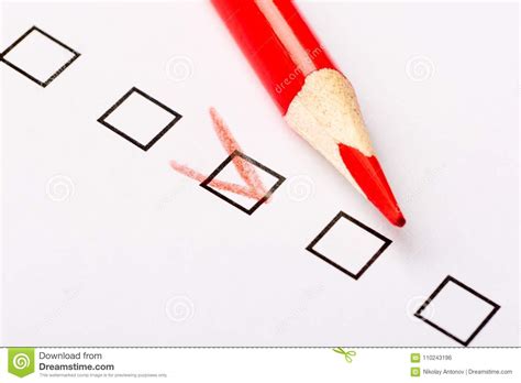 Checkboxes Questionnaire With Red Pencil Marketing And Customer
