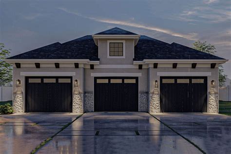 3 Car Garage With Stone Accents 62473dj Architectural Designs House Plans