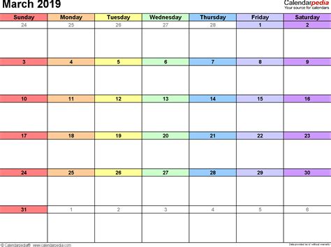 March 2019 Calendar Templates For Word Excel And Pdf