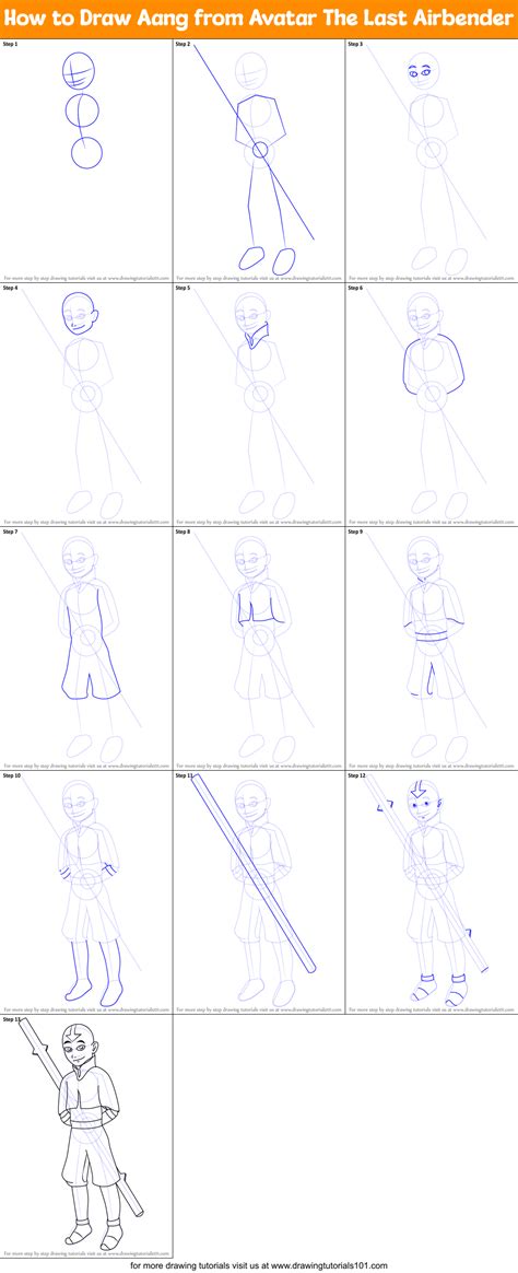 How To Draw Aang From Avatar The Last Airbender Printable Step By Step