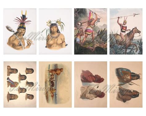 Native Americans Digital Collage Sheet 40 Atc Cards Etsy
