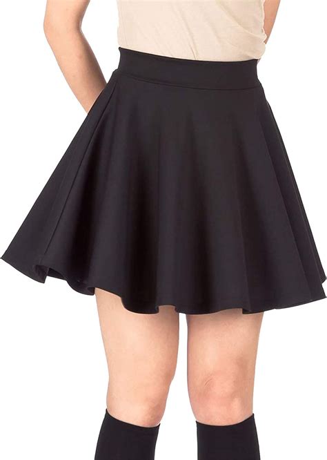 Pretty Fashion Womens Plain Skater Skirt Basic A Line Stretchy Flared Mini Flowy Skirt Multiple