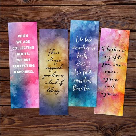 watercolor bookmarks printable bookish bookmarks book quote etsy artofit