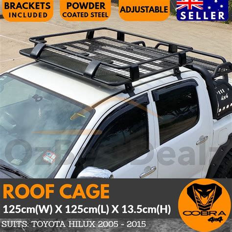 Cobra Roof Cage Hilux 2005 2015 Black Powder Coated Steel Mesh Rack