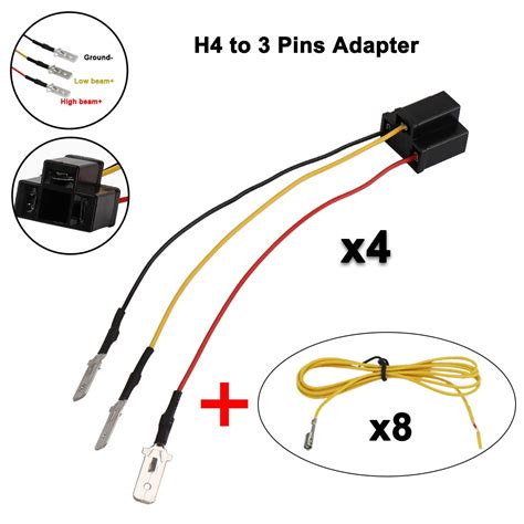 H4 9003 Hb2 Wire Wiring Harness 4pcs With Headlight Extension Wires