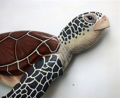 Sea Turtle Art Sculpture Wood Carving Nautical Etsy