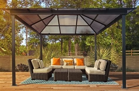 The commercial grade canopy has a strong full truss design that's rust resistant and has a hammertone powder coated finish. Patio Gazebo Lowes - Pergola Gazebo Ideas