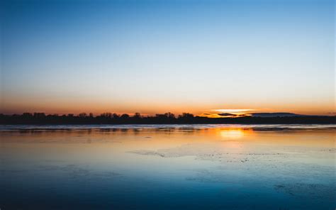 Download Wallpaper 2560x1600 Lake Sunset Horizon Distant Twilight