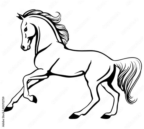 Outline Illustration Of Beautiful Galloping Arabian Horse Stock Vector