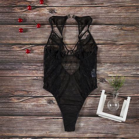 Sishot Women Sexy Bodysuits 2018 Summer Lace Plain See Through Backless Hollow Mesh Patchwork