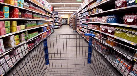 Walmart Retail Grocery Store Interior Shopping Cart View Juice Section
