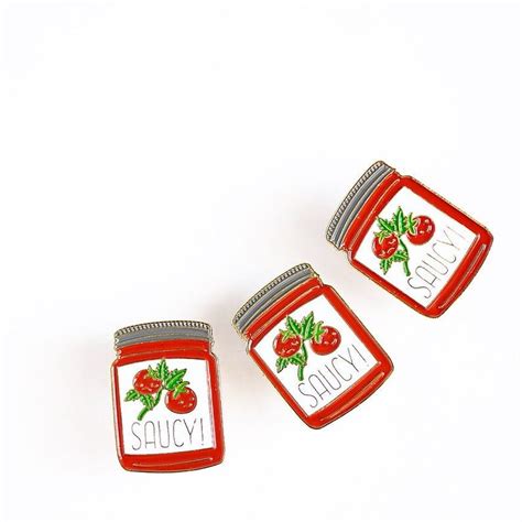 New Saucy Tomato Sauce Jar Enamel Lapel Pin Etsy Enamel Lapel Pin