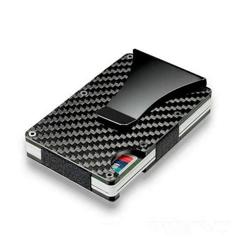 Four different colors are available in signature leather including black, brown, cognac, and charcoal. Carbon Fiber Money Clip Wallet Men RFID Blocking