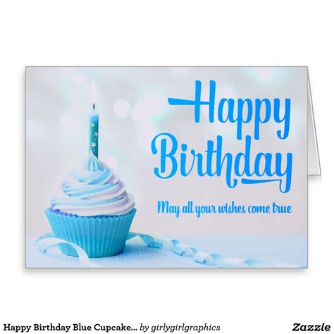 Happy Birthday Blue Cupcake Greeting Card Birthday Wishes For Boyfriend