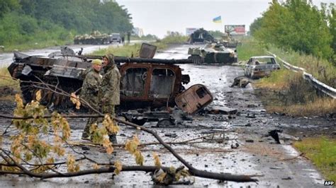 Ukraine Crisis Bridges Destroyed Outside Donetsk Bbc News