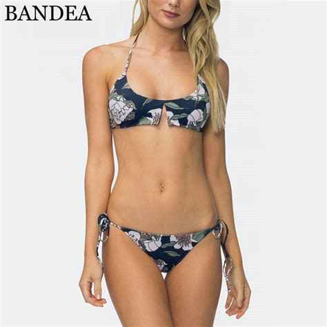 bandea floral print bikini halter women 2019 sexy swimwear bikini set biquini padded two piece