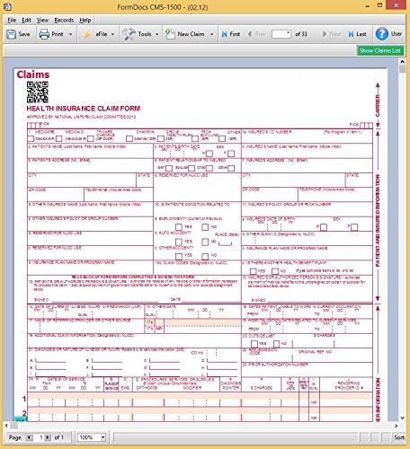 Cms 1500 0212 Medical Billing Claim Form Software Print