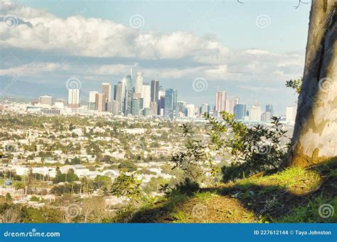 Veiw Of A City Skyline From High Up On An Overlook Stock Photo Image