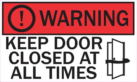 5in X 3in Warning Keep Door Closed Magnet Vinyl Sign Symbol Door Magnet