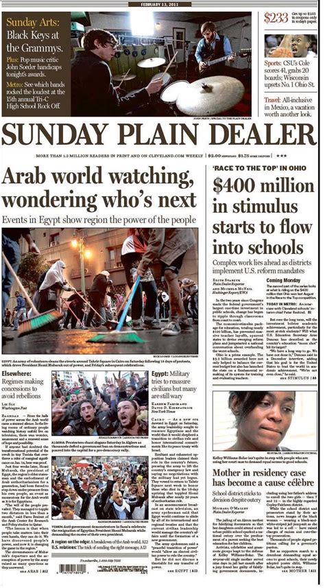 the plain dealer s front page for sunday feb 13 2011