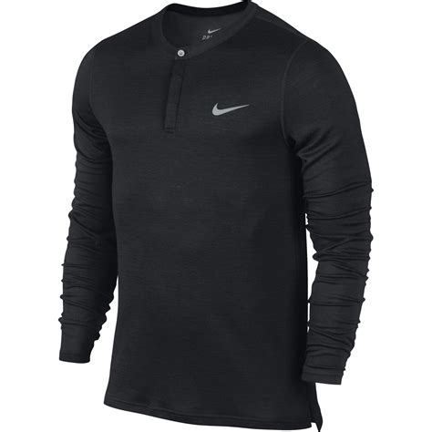 Nike Mens Wool Long Sleeve Henley Shirt Blackheather