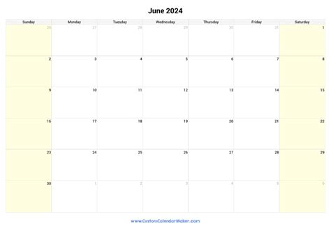 June 2024 Calendar Printable With Highlighted Weekends